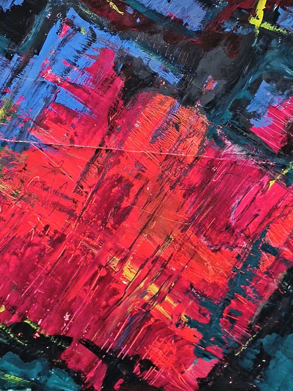 Abstract Red & Blue Painting